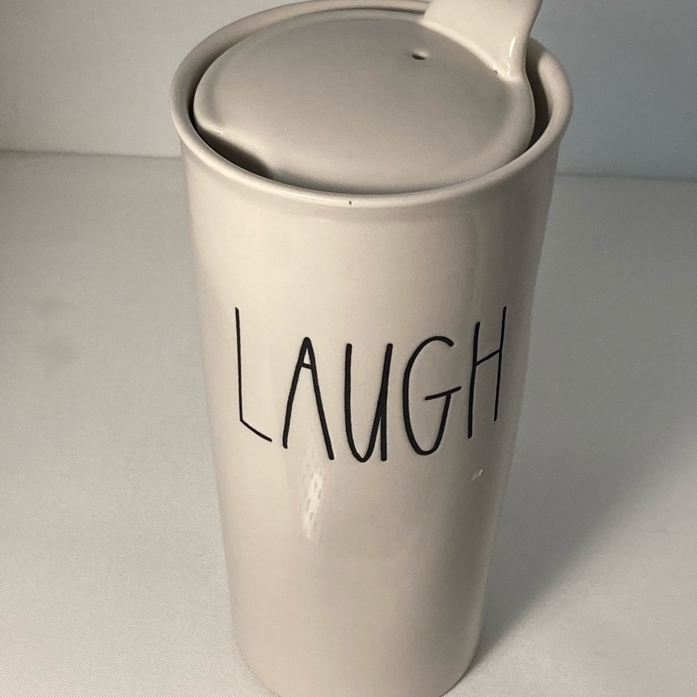 RAE DUNN LAUGH Travel To go Mug
